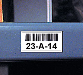 Custom printed, magnetic bar code label on rack