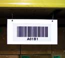 bar code sign under rack