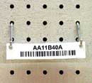 bar code label hanging from wire rack